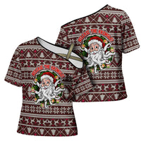 Funny Santa Claus Release The Kringle Christmas Cross Shoulder Shirt Xmas Holiday Patterns - Wonder Print Shop