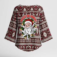 Funny Santa Claus Release The Kringle Christmas Kimono Sleeve Blouse Xmas Holiday Patterns - Wonder Print Shop