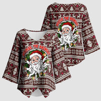 Funny Santa Claus Release The Kringle Christmas Kimono Sleeve Blouse Xmas Holiday Patterns - Wonder Print Shop