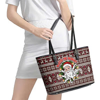 Funny Santa Claus Release The Kringle Christmas Leather Tote Bag Xmas Holiday Patterns - Wonder Print Shop