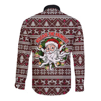 Funny Santa Claus Release The Kringle Christmas Long Sleeve Button Shirt Xmas Holiday Patterns - Wonder Print Shop