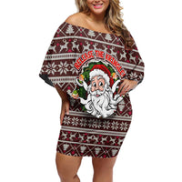 Funny Santa Claus Release The Kringle Christmas Off Shoulder Short Dress Xmas Holiday Patterns - Wonder Print Shop