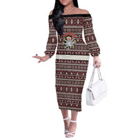 Funny Santa Claus Release The Kringle Christmas Off The Shoulder Long Sleeve Dress Xmas Holiday Patterns - Wonder Print Shop