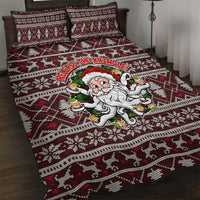Funny Santa Claus Release The Kringle Christmas Quilt Bed Set Xmas Holiday Patterns - Wonder Print Shop