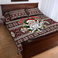 Funny Santa Claus Release The Kringle Christmas Quilt Bed Set Xmas Holiday Patterns - Wonder Print Shop