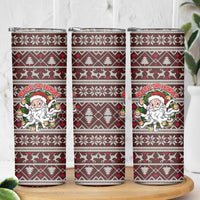 Funny Santa Claus Release The Kringle Christmas Skinny Tumbler Xmas Holiday Patterns - Wonder Print Shop