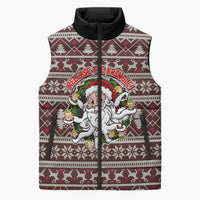 Funny Santa Claus Release The Kringle Christmas Sleeveless Puffer Jacket Xmas Holiday Patterns - Wonder Print Shop