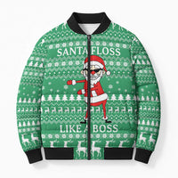 Funny Santa Claus Christmas Bomber Puffer Jacket Xmas Holiday Patterns - Wonder Print Shop