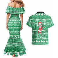 Funny Santa Claus Christmas Couples Matching Mermaid Dress and Hawaiian Shirt Xmas Holiday Patterns - Wonder Print Shop