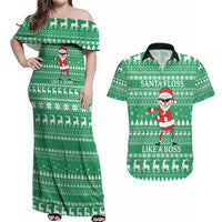 Funny Santa Claus Christmas Couples Matching Off Shoulder Maxi Dress and Hawaiian Shirt Xmas Holiday Patterns - Wonder Print Shop