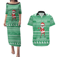 Funny Santa Claus Christmas Couples Matching Puletasi and Hawaiian Shirt Xmas Holiday Patterns - Wonder Print Shop
