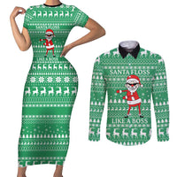Funny Santa Claus Christmas Couples Matching Short Sleeve Bodycon Dress and Long Sleeve Button Shirt Xmas Holiday Patterns - Wonder Print Shop