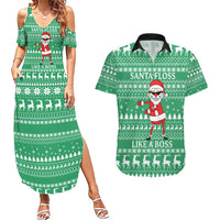Funny Santa Claus Christmas Couples Matching Summer Maxi Dress and Hawaiian Shirt Xmas Holiday Patterns - Wonder Print Shop