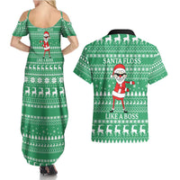 Funny Santa Claus Christmas Couples Matching Summer Maxi Dress and Hawaiian Shirt Xmas Holiday Patterns - Wonder Print Shop