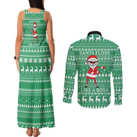 Funny Santa Claus Christmas Couples Matching Tank Maxi Dress and Long Sleeve Button Shirt Xmas Holiday Patterns - Wonder Print Shop