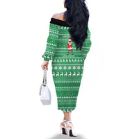 Funny Santa Claus Christmas Family Matching Off The Shoulder Long Sleeve Dress and Hawaiian Shirt Xmas Holiday Patterns - Wonder Print Shop