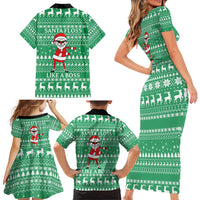 Funny Santa Claus Christmas Family Matching Short Sleeve Bodycon Dress and Hawaiian Shirt Xmas Holiday Patterns - Wonder Print Shop