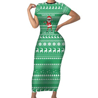 Funny Santa Claus Christmas Family Matching Short Sleeve Bodycon Dress and Hawaiian Shirt Xmas Holiday Patterns - Wonder Print Shop