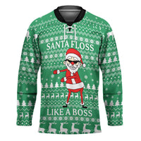 Funny Santa Claus Christmas Hockey Jersey Xmas Holiday Patterns - Wonder Print Shop