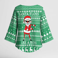 Funny Santa Claus Christmas Kimono Sleeve Blouse Xmas Holiday Patterns - Wonder Print Shop