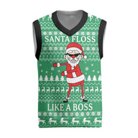 Funny Santa Claus Christmas Knitted V-Neck Vest Xmas Holiday Patterns - Wonder Print Shop