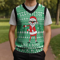 Funny Santa Claus Christmas Knitted V-Neck Vest Xmas Holiday Patterns - Wonder Print Shop