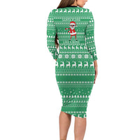 Funny Santa Claus Christmas Long Sleeve Bodycon Dress Xmas Holiday Patterns - Wonder Print Shop