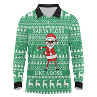 Funny Santa Claus Christmas Long Sleeve Polo Shirt Xmas Holiday Patterns - Wonder Print Shop