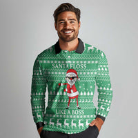 Funny Santa Claus Christmas Long Sleeve Polo Shirt Xmas Holiday Patterns - Wonder Print Shop