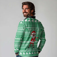 Funny Santa Claus Christmas Long Sleeve Polo Shirt Xmas Holiday Patterns - Wonder Print Shop