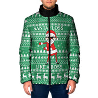 Funny Santa Claus Christmas Padded Jacket Xmas Holiday Patterns - Wonder Print Shop