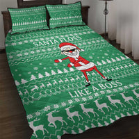Funny Santa Claus Christmas Quilt Bed Set Xmas Holiday Patterns - Wonder Print Shop