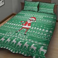 Funny Santa Claus Christmas Quilt Bed Set Xmas Holiday Patterns - Wonder Print Shop