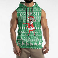 Funny Santa Claus Christmas Sleeveless Zip Hoodie Xmas Holiday Patterns - Wonder Print Shop