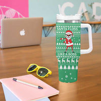 Funny Santa Claus Christmas Tumbler With Handle Xmas Holiday Patterns - Wonder Print Shop
