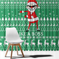 Funny Santa Claus Christmas Window Curtain Xmas Holiday Patterns - Wonder Print Shop