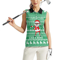 Funny Santa Claus Christmas Women Sleeveless Polo Shirt Xmas Holiday Patterns - Wonder Print Shop
