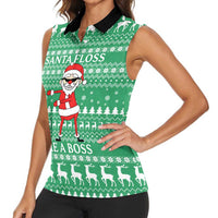 Funny Santa Claus Christmas Women Sleeveless Polo Shirt Xmas Holiday Patterns - Wonder Print Shop