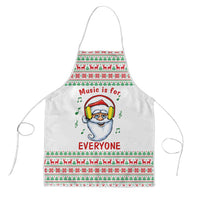 Funny Santa Music Is For Everyone Christmas Apron Xmas Holiday Patterns - Wonder Print Shop