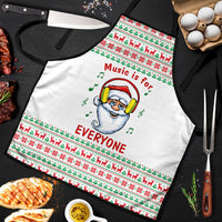 Funny Santa Music Is For Everyone Christmas Apron Xmas Holiday Patterns - Wonder Print Shop