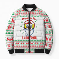 Funny Santa Music Is For Everyone Christmas Bomber Puffer Jacket Xmas Holiday Patterns - Wonder Print Shop