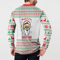 Funny Santa Music Is For Everyone Christmas Button Sweatshirt Xmas Holiday Patterns - Wonder Print Shop