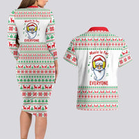 Funny Santa Music Is For Everyone Christmas Couples Matching Long Sleeve Bodycon Dress and Hawaiian Shirt Xmas Holiday Patterns - Wonder Print Shop