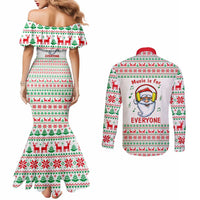 Funny Santa Music Is For Everyone Christmas Couples Matching Mermaid Dress and Long Sleeve Button Shirt Xmas Holiday Patterns - Wonder Print Shop