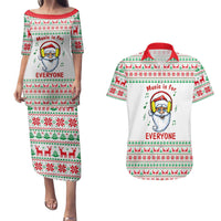 Funny Santa Music Is For Everyone Christmas Couples Matching Puletasi and Hawaiian Shirt Xmas Holiday Patterns - Wonder Print Shop
