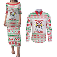 Funny Santa Music Is For Everyone Christmas Couples Matching Puletasi and Long Sleeve Button Shirt Xmas Holiday Patterns - Wonder Print Shop