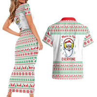 Funny Santa Music Is For Everyone Christmas Couples Matching Short Sleeve Bodycon Dress and Hawaiian Shirt Xmas Holiday Patterns - Wonder Print Shop