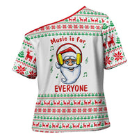 Funny Santa Music Is For Everyone Christmas Cross Shoulder Shirt Xmas Holiday Patterns - Wonder Print Shop
