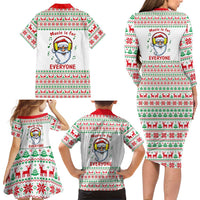 Funny Santa Music Is For Everyone Christmas Family Matching Long Sleeve Bodycon Dress and Hawaiian Shirt Xmas Holiday Patterns - Wonder Print Shop