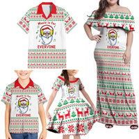 Funny Santa Music Is For Everyone Christmas Family Matching Off Shoulder Maxi Dress and Hawaiian Shirt Xmas Holiday Patterns - Wonder Print Shop